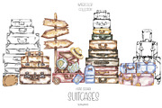 Watercolor Suitcases Collection, an Object Illustration by MayaNavits (Thumbnail 1 of 6)