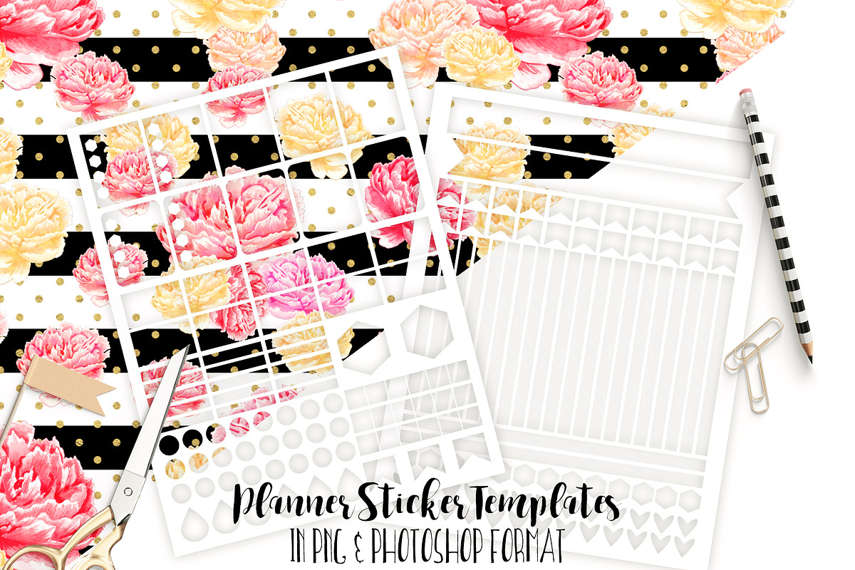 Planner Sticker Templates Photoshop, a Templates & Theme by ClipartBrat Graphics (Photo 1 of 3)