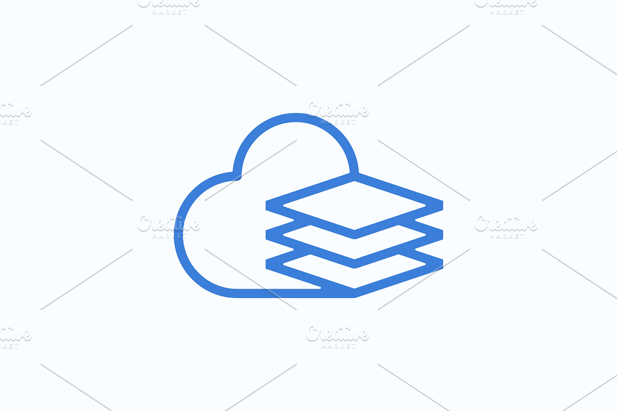 cloud line document stack logo, a Branding & Logo Template by Rasagama Studio