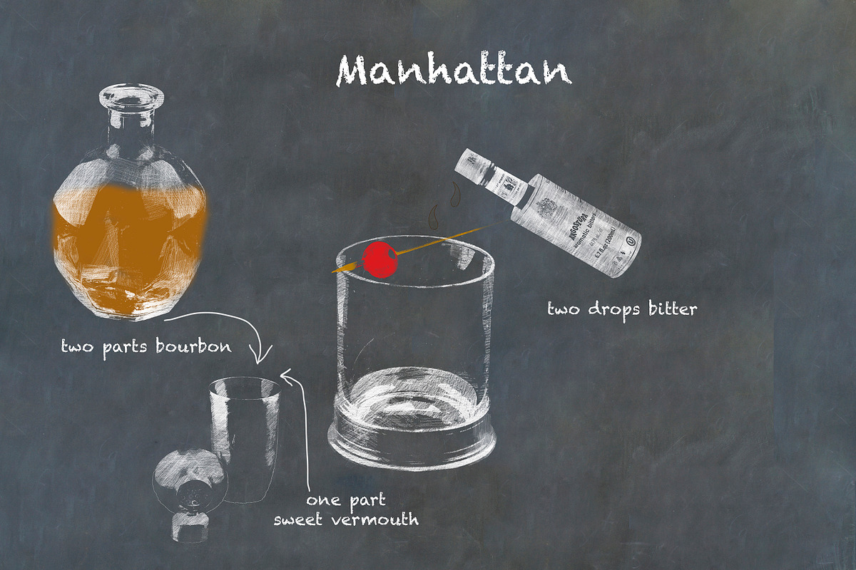 Classic Cocktail Chalkboard Sketches, an Object Illustration by karenfoleyphoto (Photo 17 of 30)
