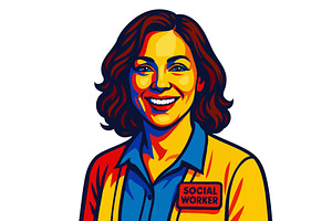 Colorful portrait of smiling social, an Illustration by AlexArt