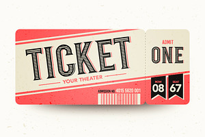 Vintage Retro Cinema Ticket Template, an Object Graphic by Black White Mouse Design
