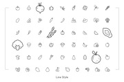 55 Fruit and Vegetable icons, an Outline Icon by WORAKAMON Design Studio (Thumbnail 4 of 8)