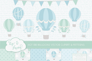 Blue & Mint Hot Air Balloons, an Illustration by Amanda Ilkov