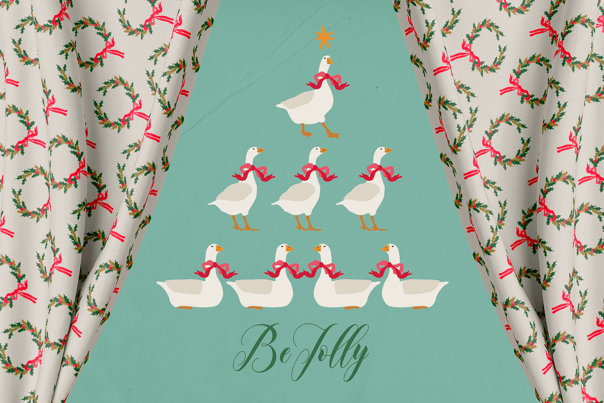 Christmas Geese - vintage set, a Pattern Graphic by DigARTbyHavroshka (Photo 9 of 9)