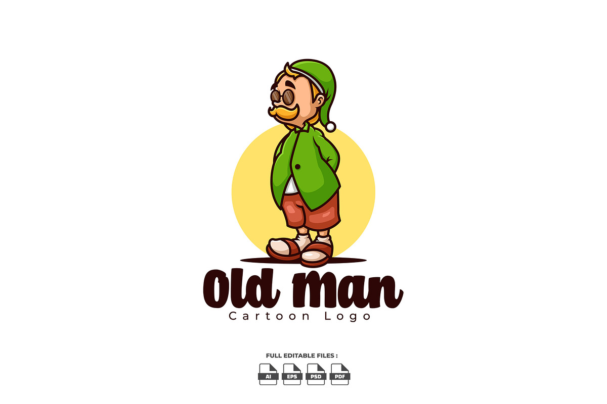 Old Man Cartoon  Logo, a Branding & Logo Template by Gumrega Studio