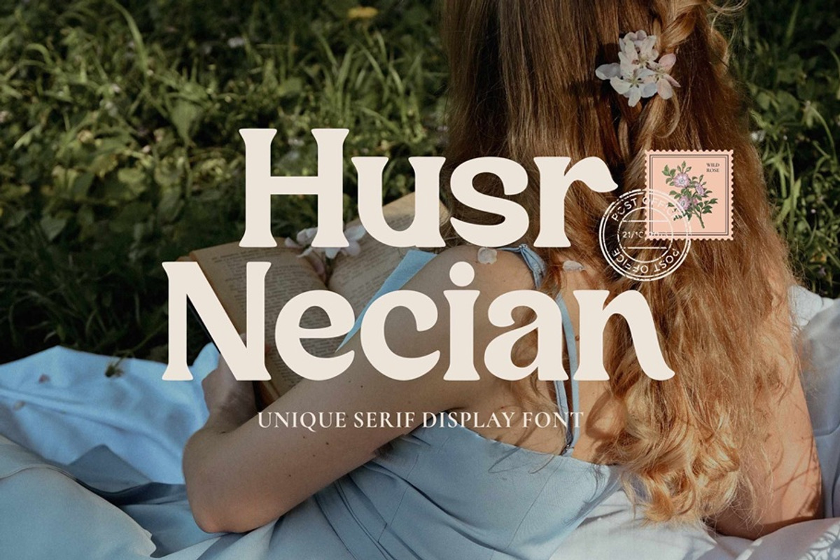 Husr Necian - Bold Serif Typeface, a Serif Font by Imoodev (Photo 1 of 5)