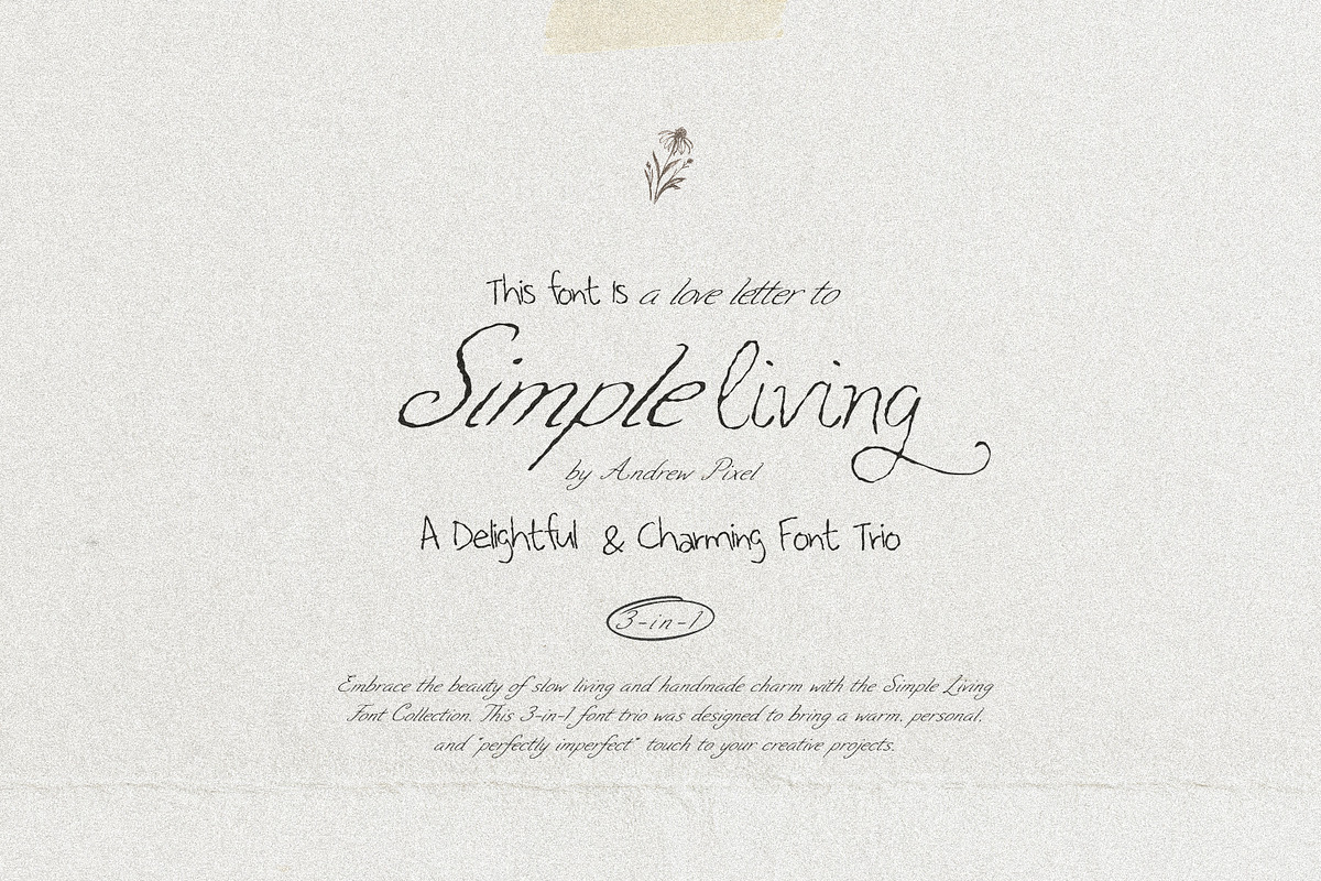 Simple Living - Handwritten Fonts, a Handwritten Font by AndrewPixelType (Photo 1 of 15)