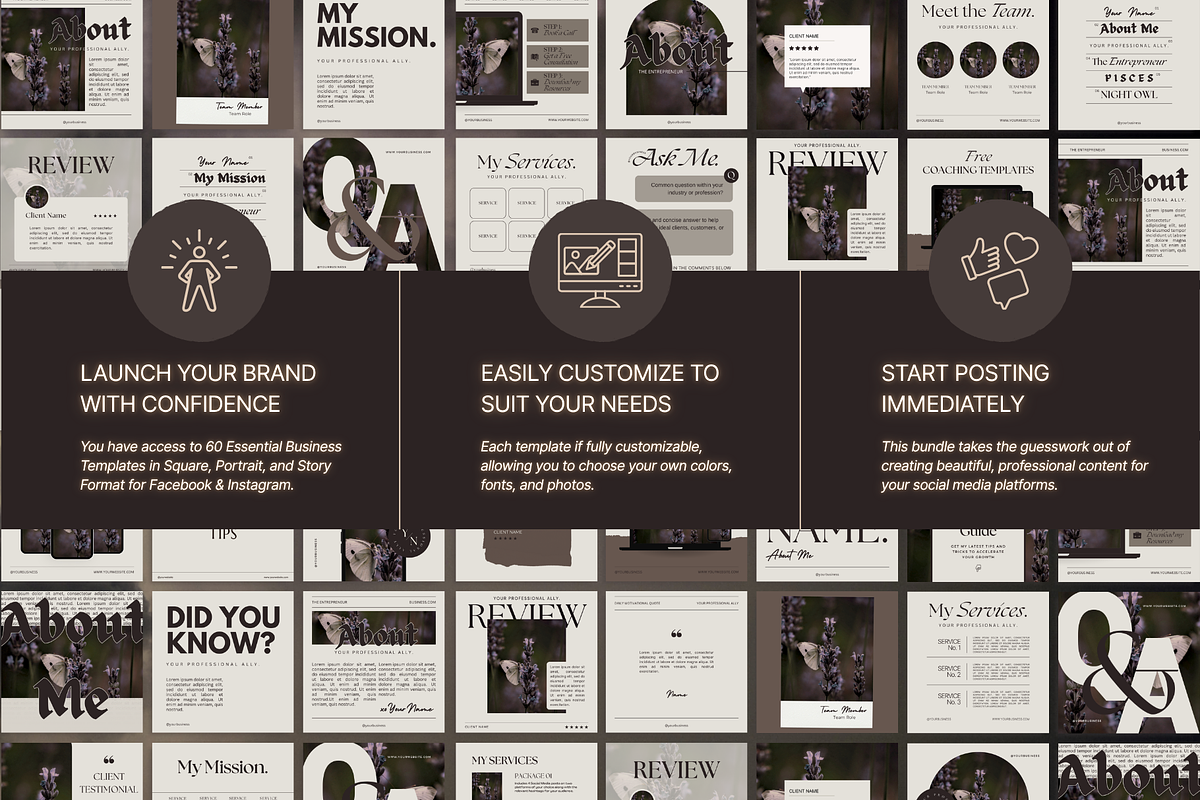 Soft Charcoal Social Media Brand Kit preview 5