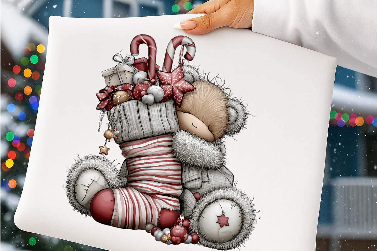 Christmas Teddy Bear Clipart, a Transportation Illustration by SinaCreation (Photo 6 of 9)