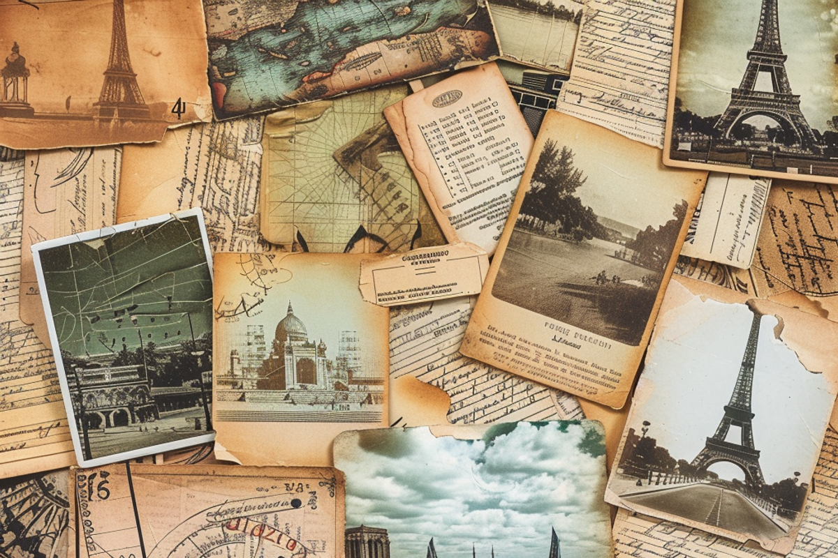 Vintage Travel Postcards, a Pattern Graphic by Printable Treasure (Photo 3 of 7)