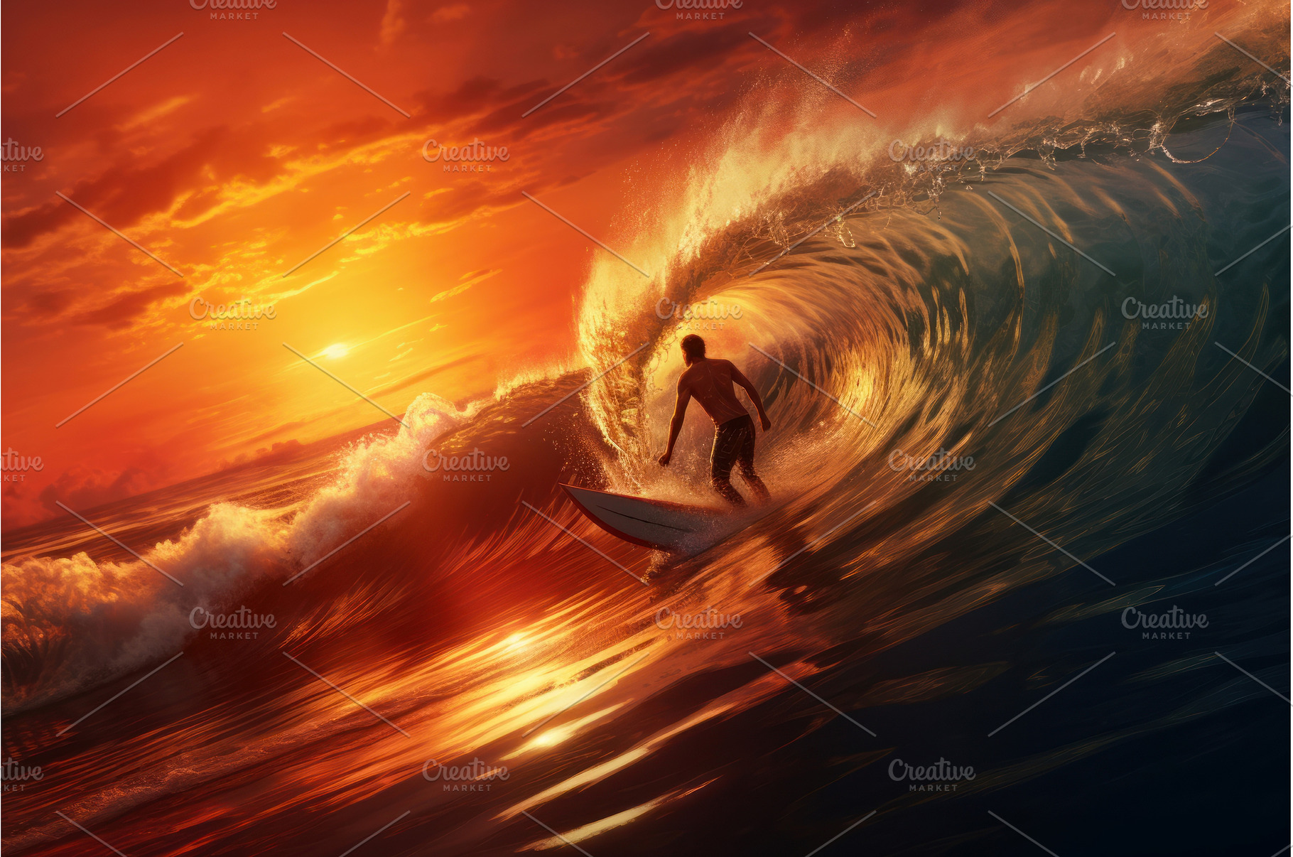 Energetic Man surfing waves, a Sports & Recreation Photo by Ylivdesign