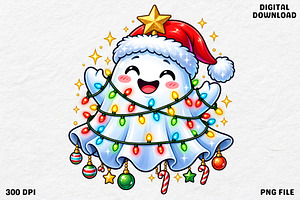 Cute Christmas Ghost PNG Design