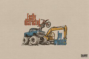 Easily Distracted By Wheels Retro, an Object Graphic by SharpMarketplace