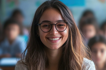A Smiling Teacher in Classroom, a School & Education Photo by Virgo Studio