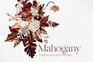 Watercolor Clipart - MAHOGANY FALL, a Decorative Illustration by Beigetime