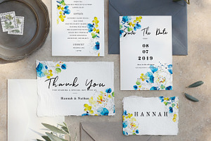 watercolor white flower wedding card