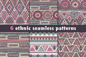 6 ethnic seamless patterns, a Background Graphic by Molly art