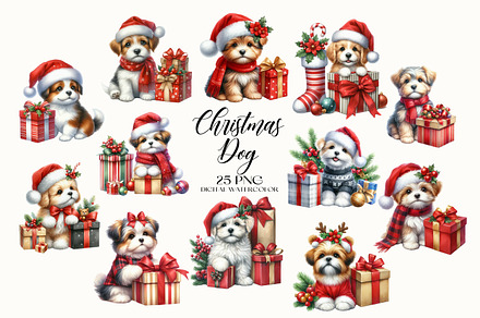 Christmas Dog, a Seasonal Illustration by Glass Cat Design