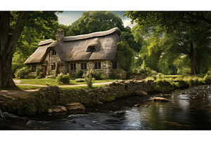 natural stone home background ai, an Architecture Photo by pikepicture