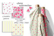 Watercolor Watermelon Patterns Set, a Pattern Graphic by Oksana Dovhopol Art (Thumbnail 1 of 11)