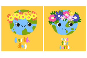 Cute Earth Day Clipart Set: Kawaii, an Object Illustration by the_myro
