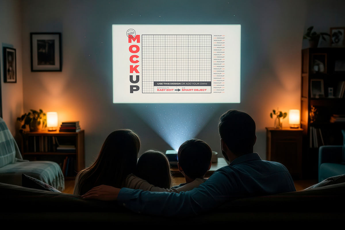 Projector Screen Home Cinema Mockups, a Mockup by Luuqas Design (Photo 4 of 6)