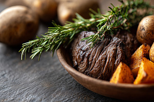 Grilled beef steak with roasted, a Food & Drink Photo by MistyDay