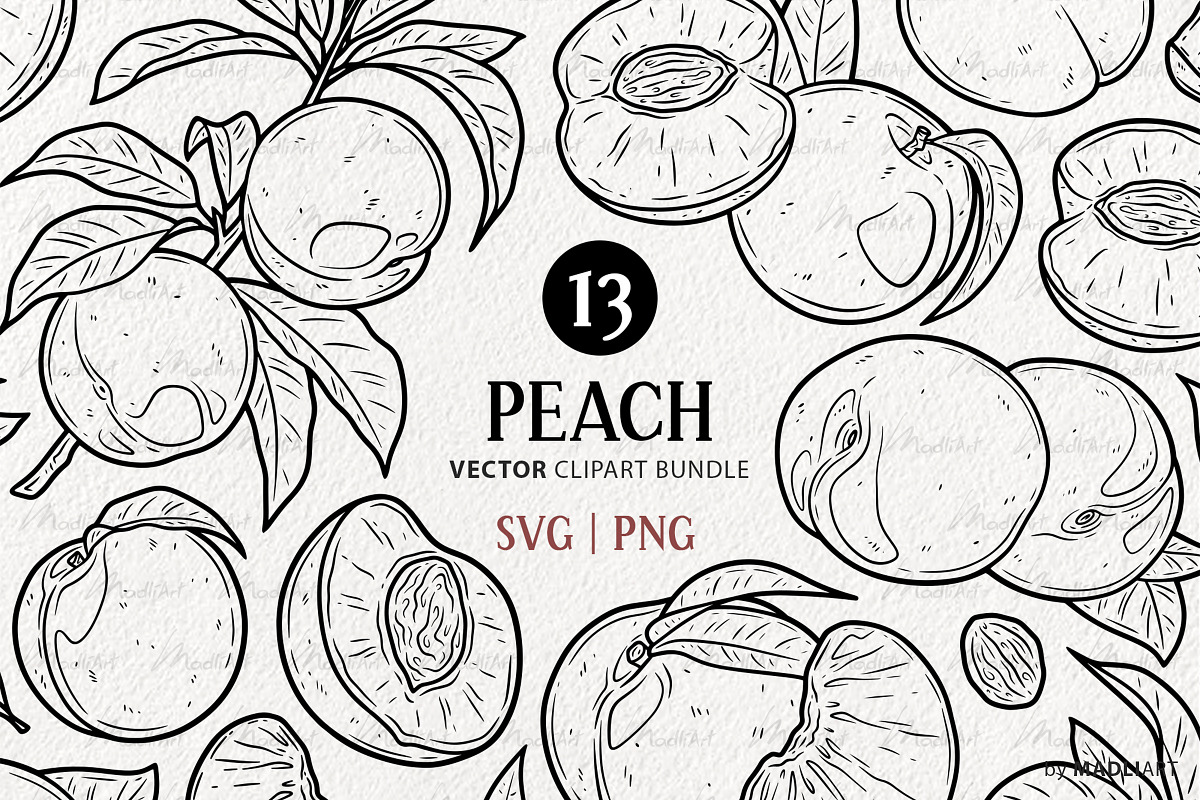 Peach SVG Clipart Fruit Set, a Food Illustration by MadliArt (Photo 1 of 4)