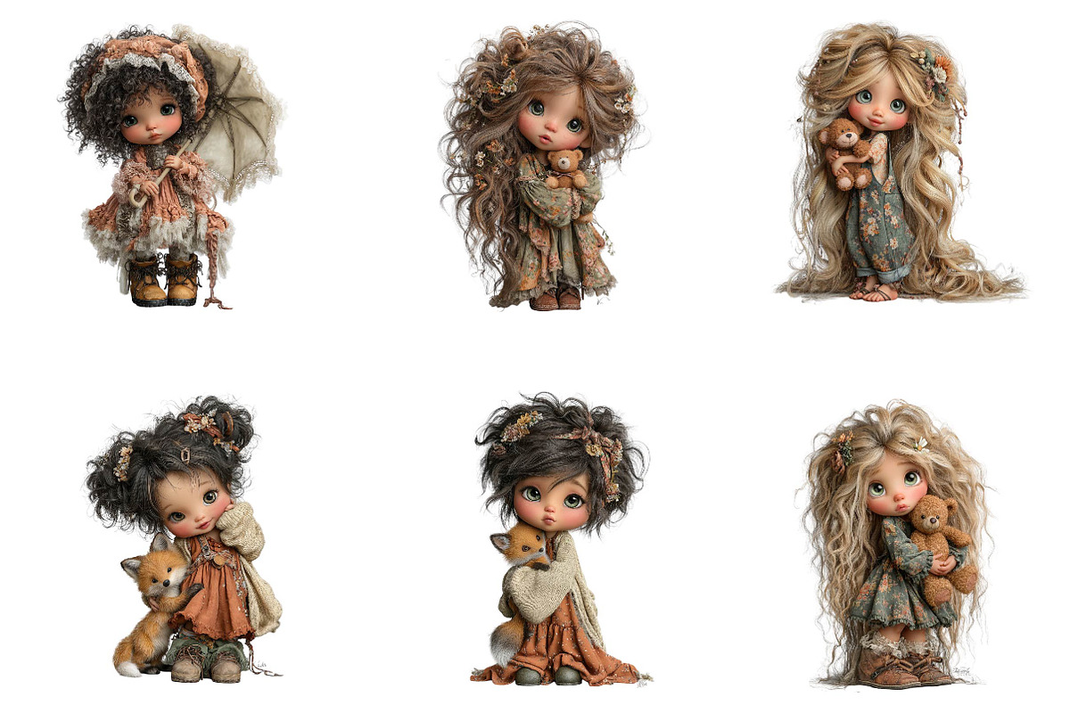 Cute Cartoon Girl Clipart T-Shirt, a Seasonal Illustration by CreationArt (Photo 3 of 5)