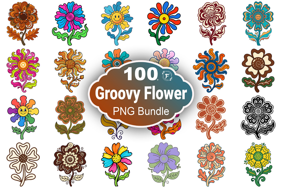 Groovy Flower Clipart, an Object Illustration by Forhadx5 (Photo 1 of 11)