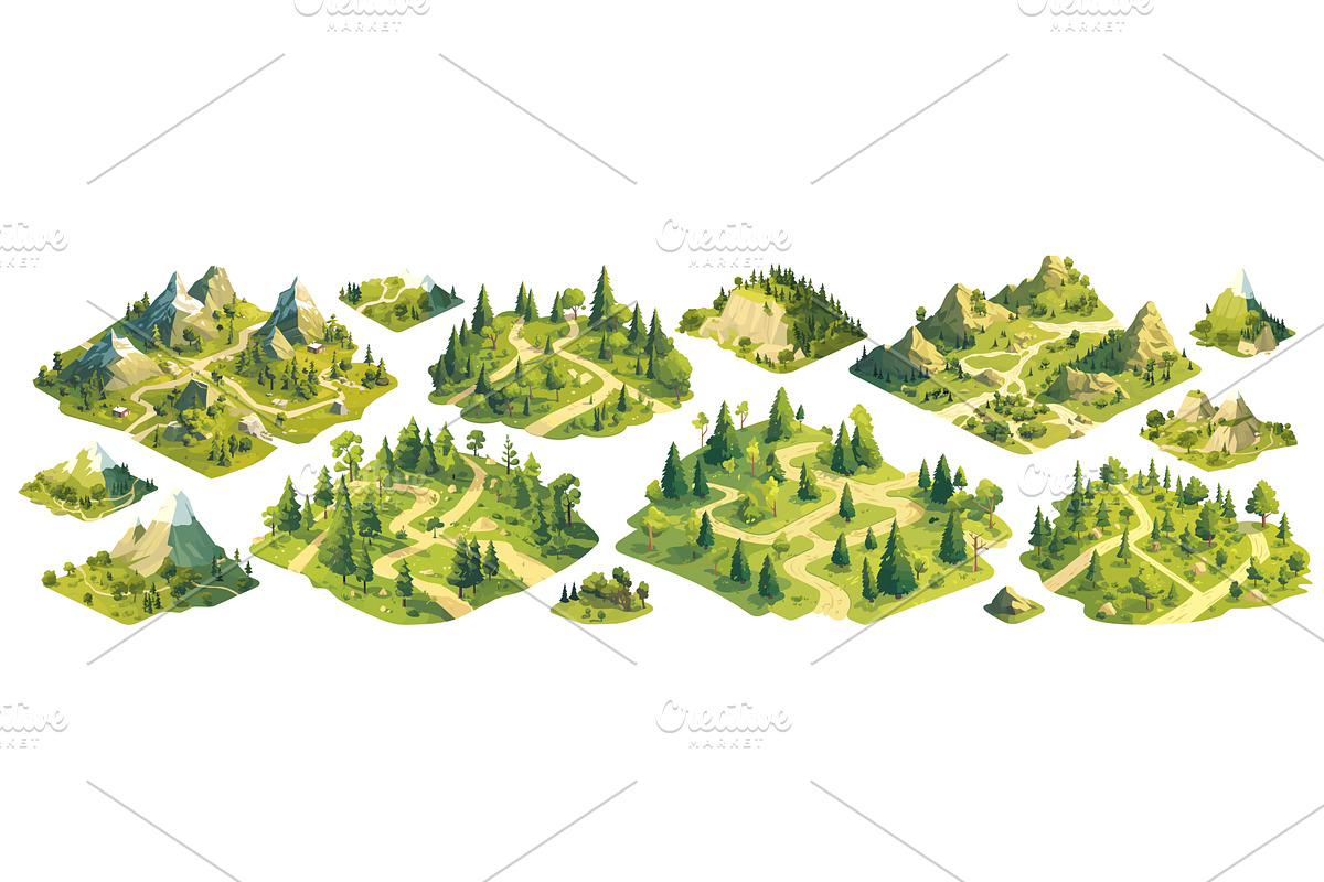 forest landscape isometric. reserve, an Object Illustration by Stock-Smart-Start