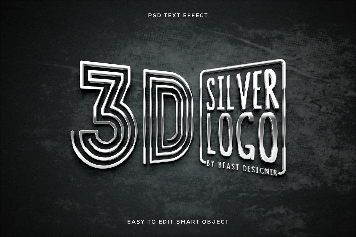 3D Silver Logo Mockup Text Effect, a Layer Style Add-On by Beast Designer (Photo 1 of 2)