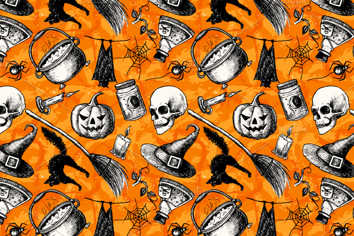 Halloween. Hand Drawn Vintage Set, a Graphic by Epine (Photo 2 of 4)
