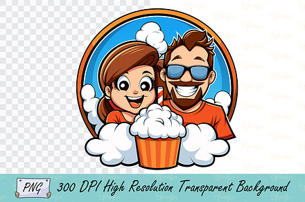 Family Enjoying Theme Park Thrills, a Decorative Illustration by Ghagra