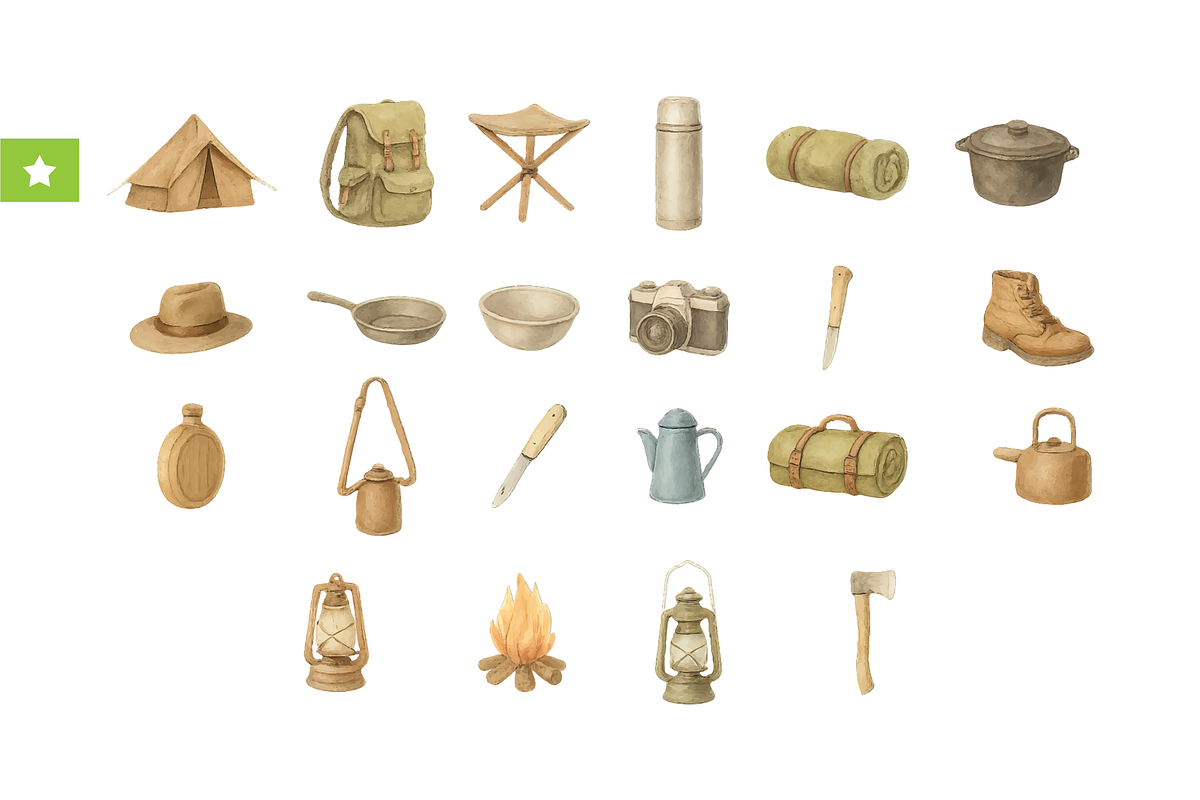 Camping Gear Set, an Object Graphic by RT Studio (Photo 1 of 5)