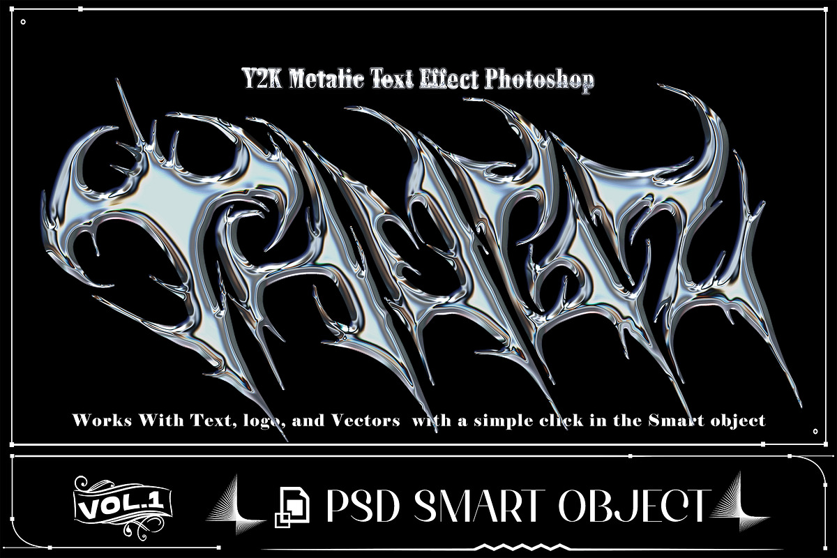 Chrome Metal Text Effect PSD, a Brushes & More by one-touch (Photo 1 of 2)