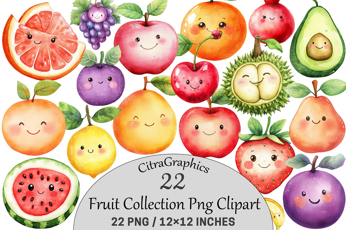 fruit collection Clipart, an Illustration by CitraGraphics (Photo 1 of 5)