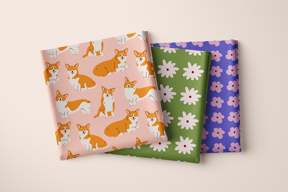Corgi dogs and flowers., an Animal Illustration by Sweet Corner (Photo 6 of 7)