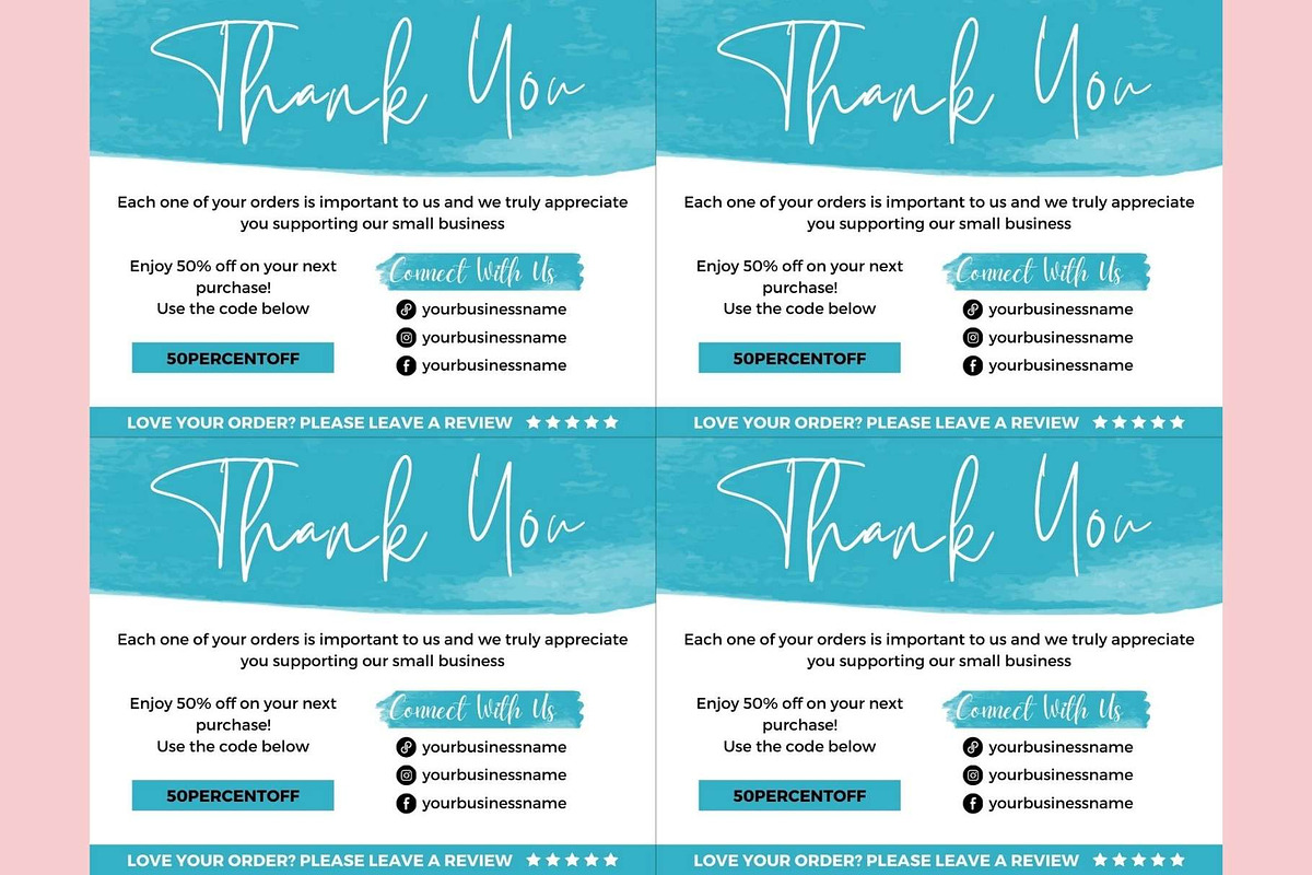 Thank you order card blue Canva 12, a Card Template by bonadigitals (Photo 3 of 3)