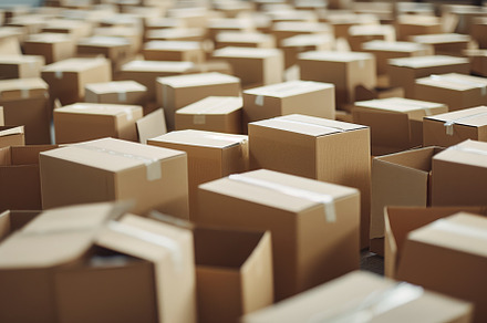 A large number of cardboard boxes stacked closely together in a warehouse setti, an Industrial Photo by Textures & Backgrounds
