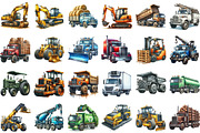 Watercolor Construction Vehicles Cli, an Illustration by Sublimation Artist (Thumbnail 2 of 5)