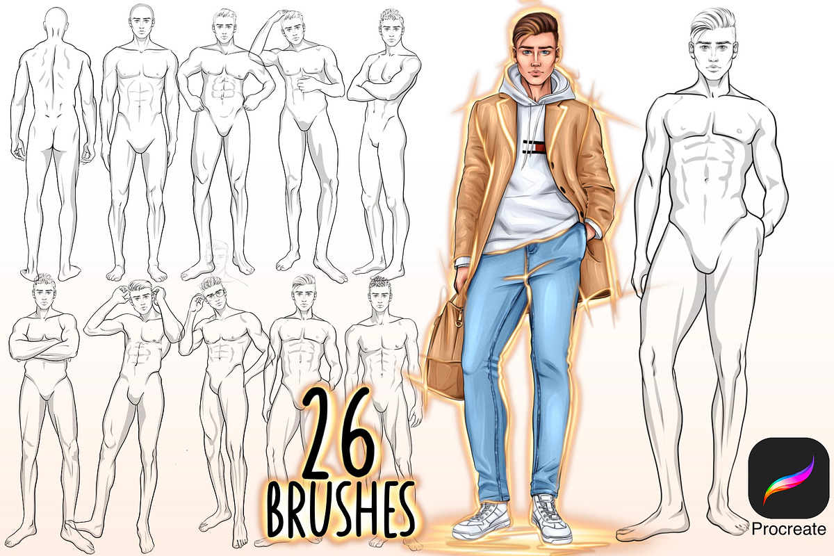Procreate figure stamps MAN, a Brush Add-On by Elenbushe (Photo 1 of 4)