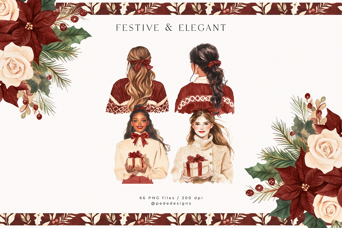 Elegant & Festive Collection, a Seasonal Illustration by PeDe Designs (Photo 3 of 31)