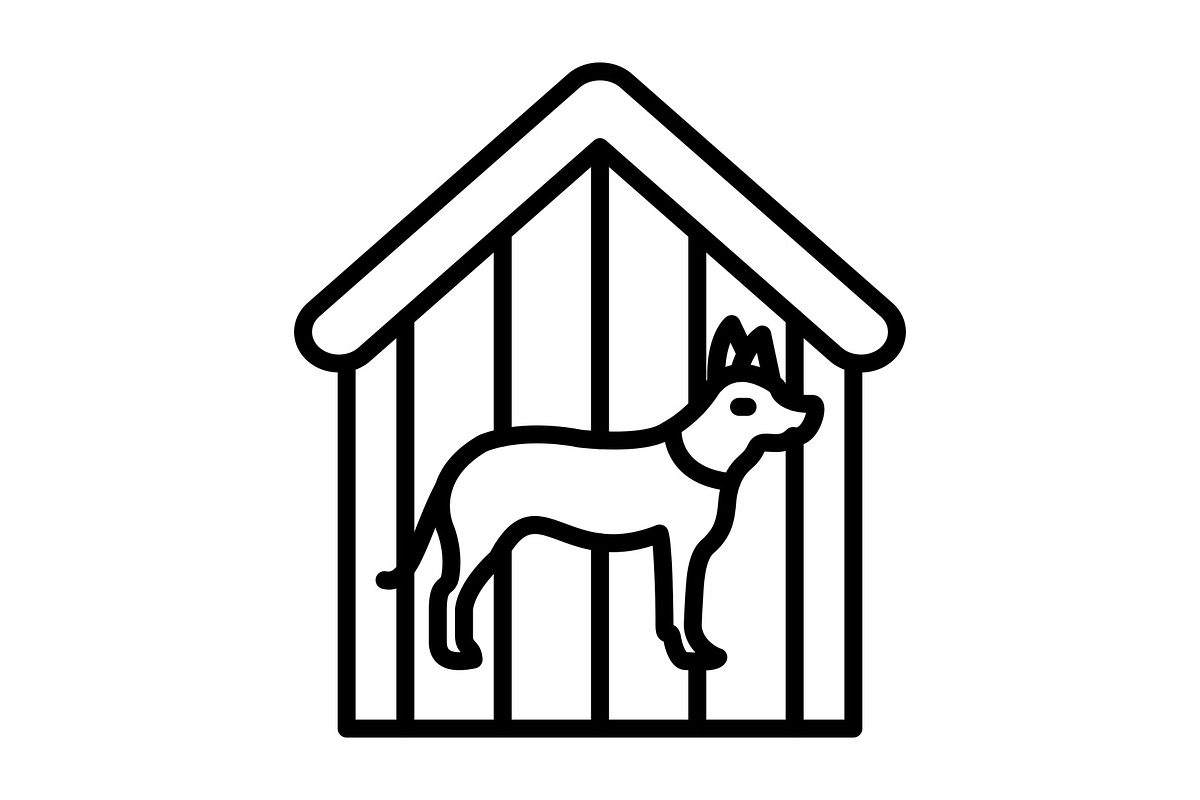 Dog Shelter Line Icon, an Icon by Pexelpy