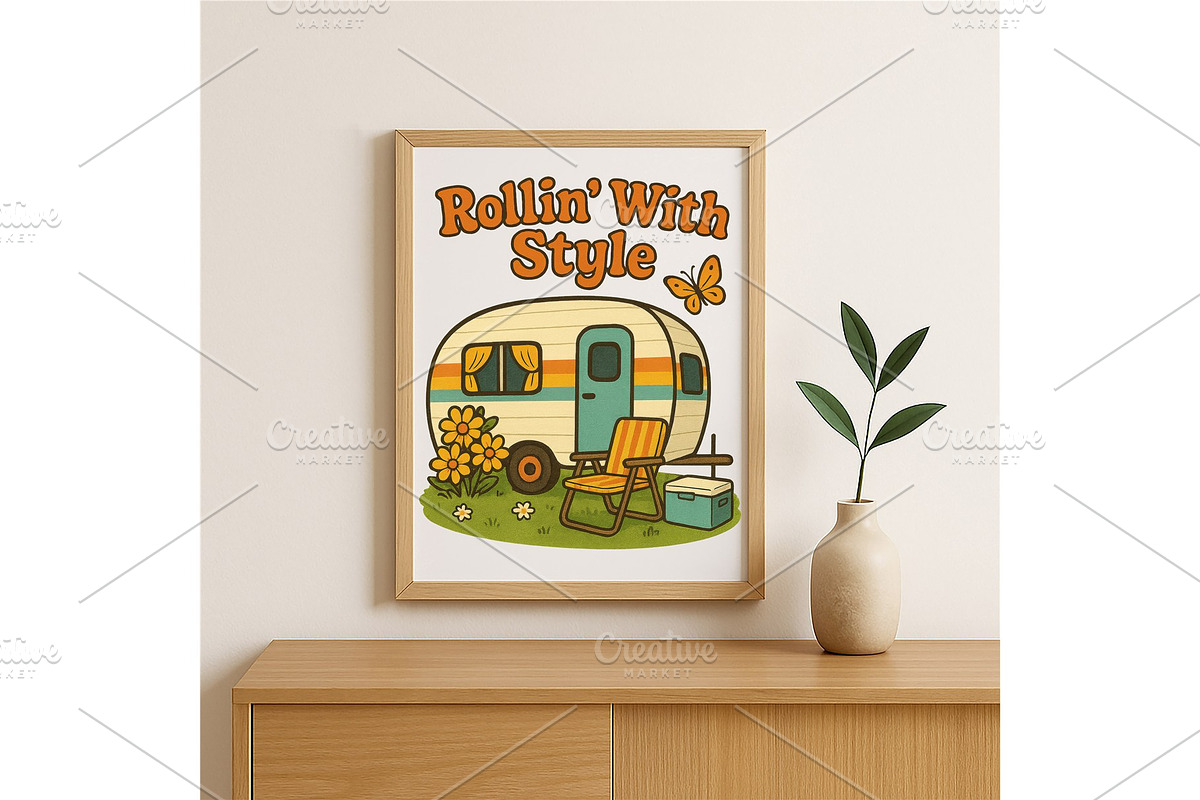 Rollin’ With Style Camper Wall Art, a Background Graphic by LaseredNinja (Photo 2 of 7)