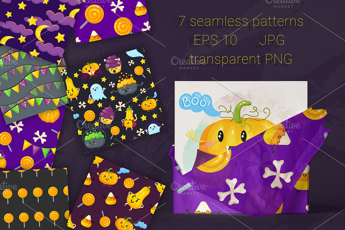 Happy Halloween. Cliparts, patterns, an Illustration by HmarkaShop (Photo 3 of 3)
