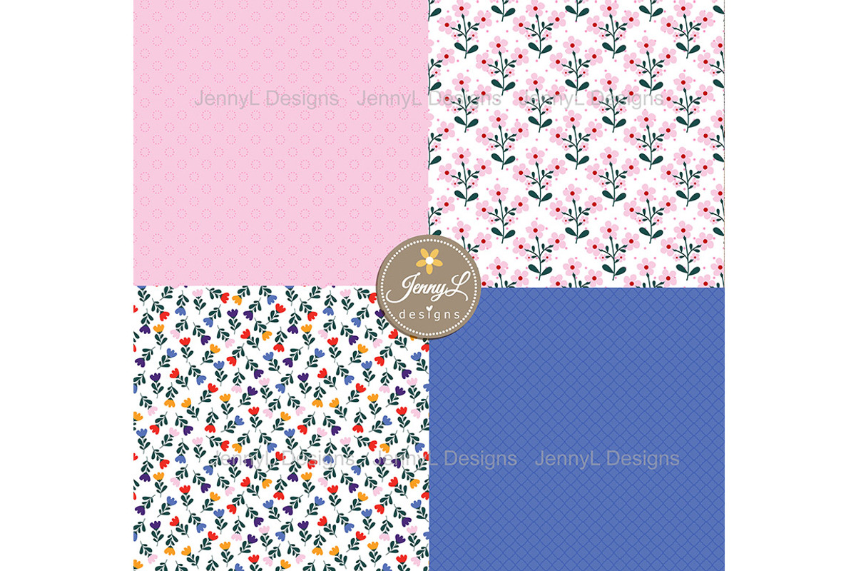 Floral Spring SEAMLESS Digital Paper, a Pattern Graphic by JennyL Designs (Photo 4 of 5)