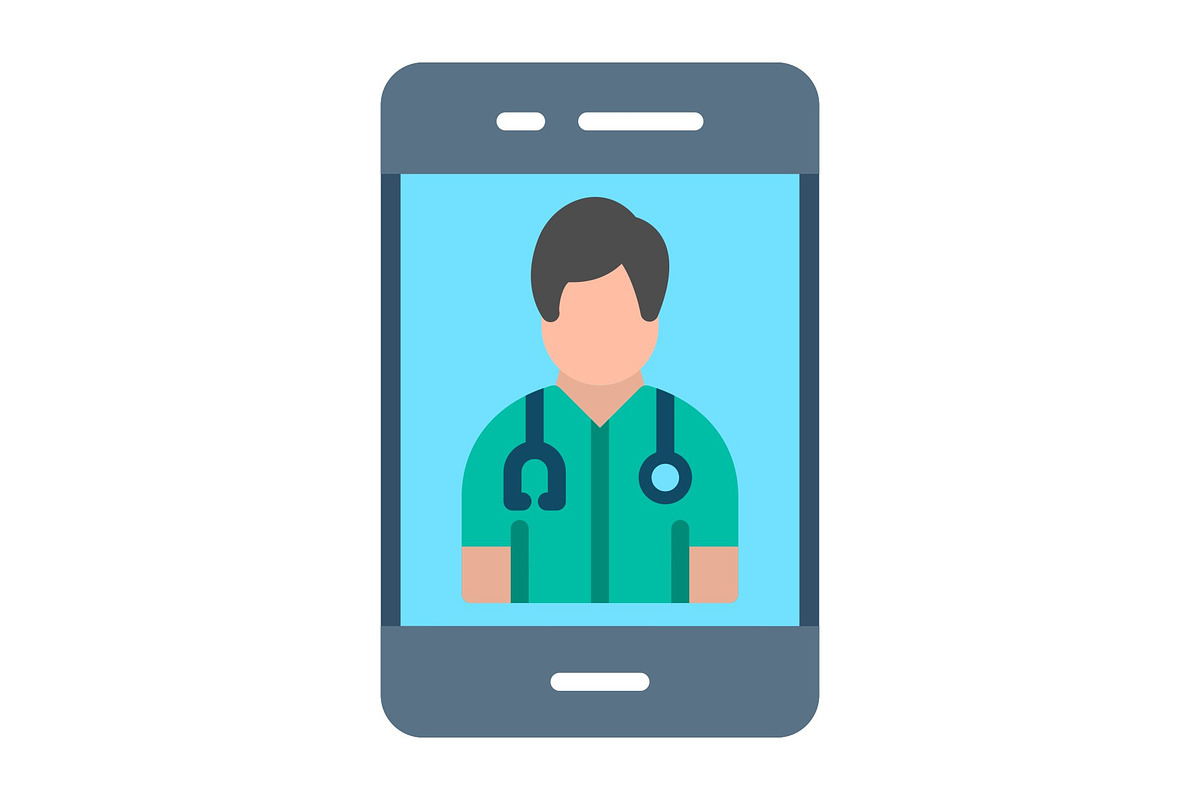 Online Doctor Flat Icon, a Duotone Icon by Pexelpy (Photo 1 of 2)