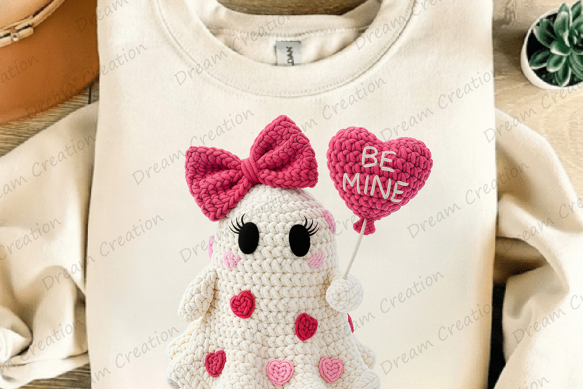 Yarn Crochet Valentines Ghost PNG, an Illustration by Dream Creation (Photo 3 of 5)